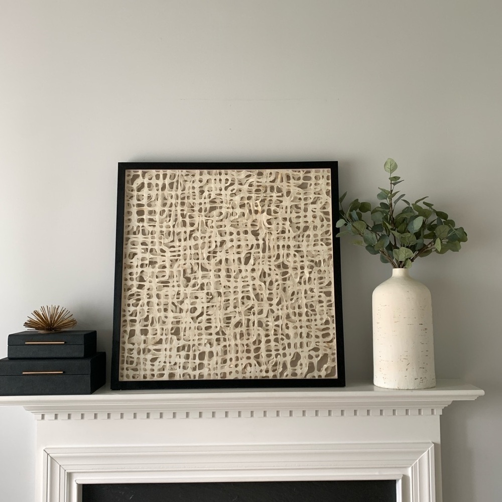 MCM Organic Modern Wall Art in Paper and Muslin in a Shadowbox Frame linen